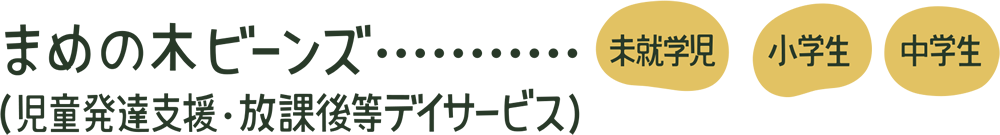 まめの木ビーンズ…【未就学児・小学生・中学生】（児童発達支援・放課後等デイサービス）